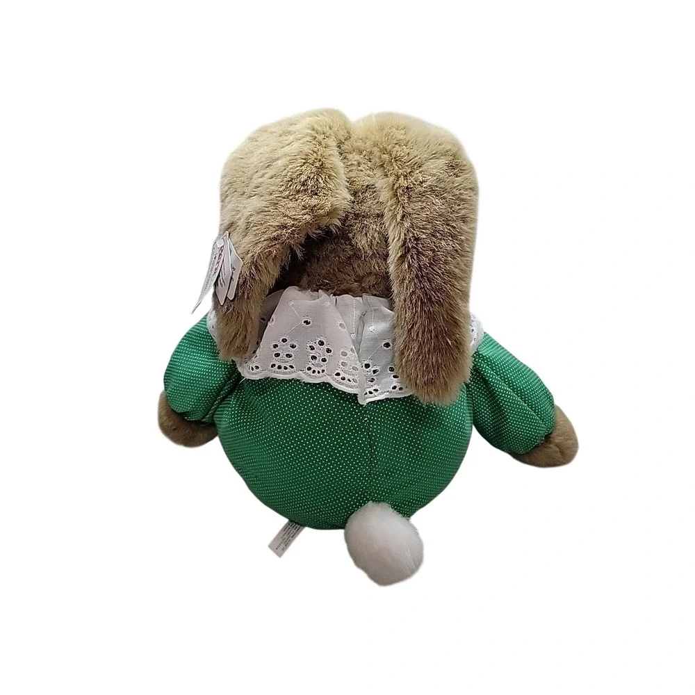 Vintage 1992 Paracutes‎ International Silver Co Bunny Plush Green Polka Dot